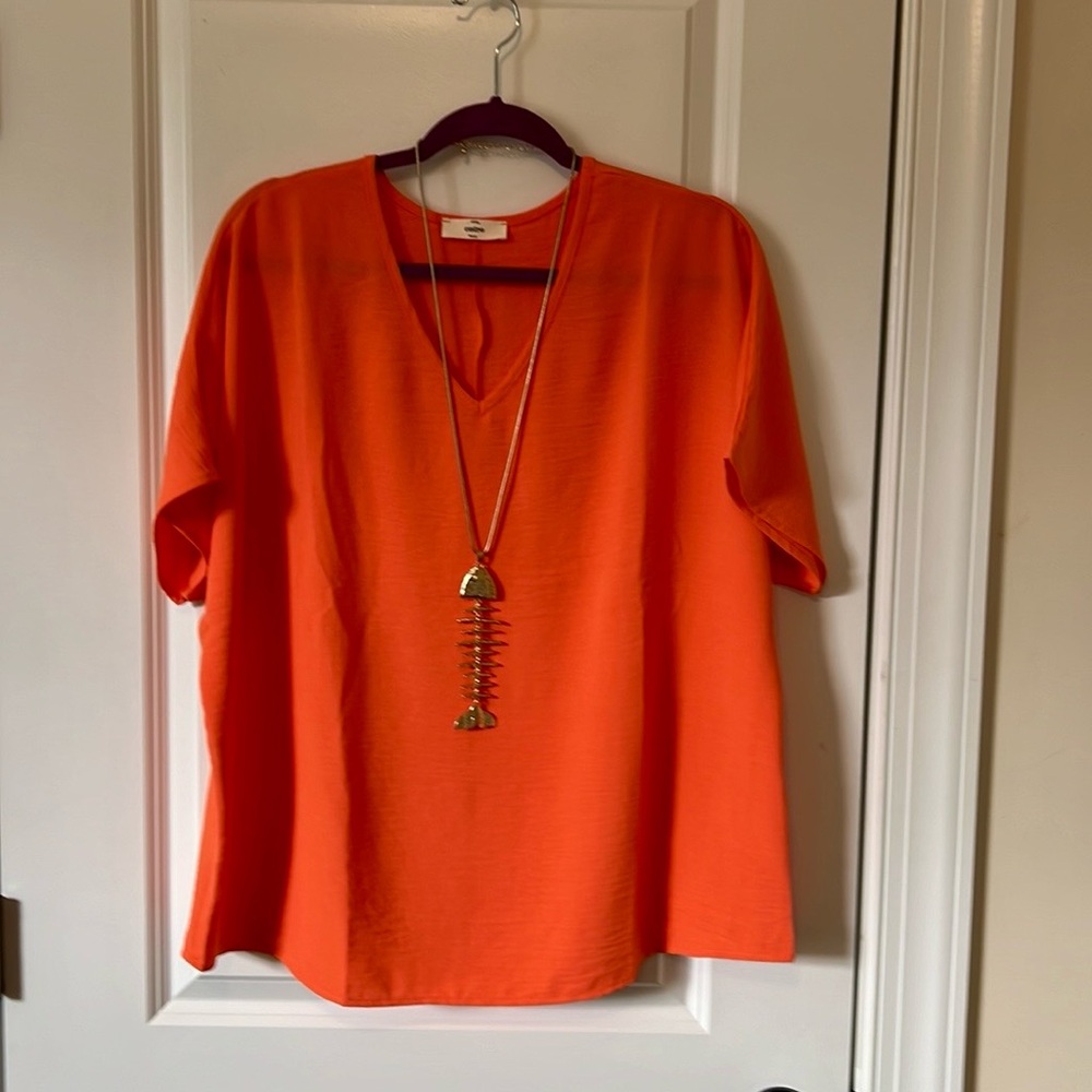 NWOT Entro Orange V-Neck Top